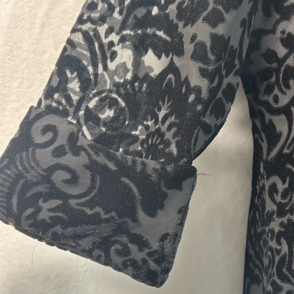 Alex Evenings Black Velvet Burnout Damask Floral Evening Jacket Blazer XL NWT - Image 9