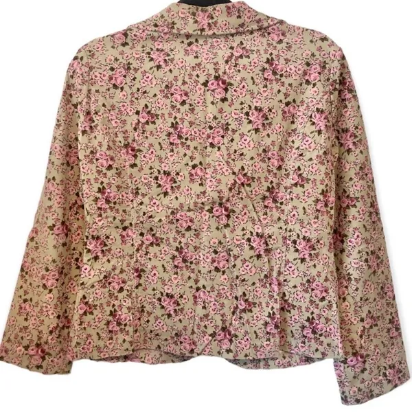 No Boundaries Vintage Y2K Floral Blazer Jacket Pink Tan Rose - Image 6