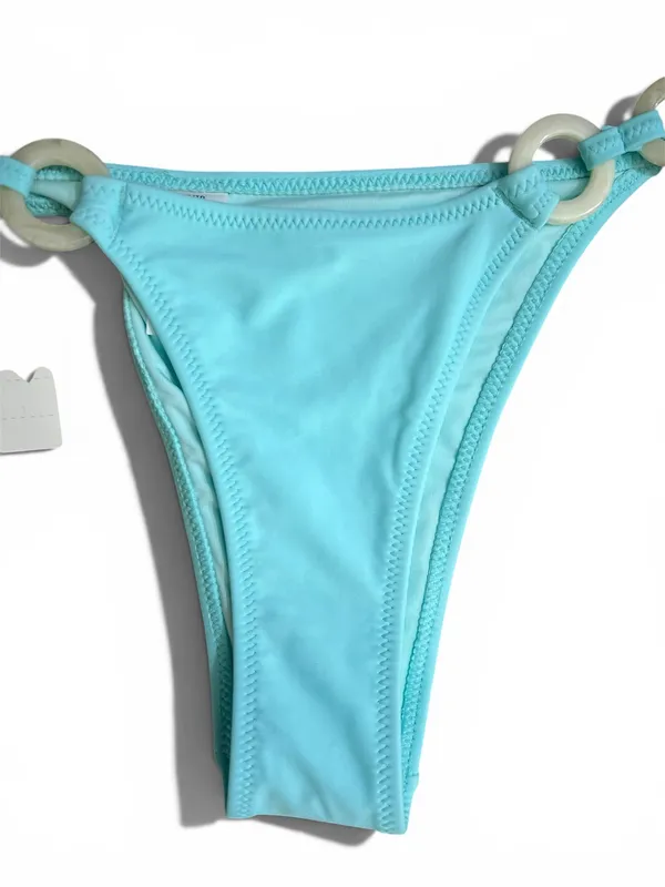 Aerie Light Blue Side-Tie Bikini Bottom Ring Detail Size XS - Image 6