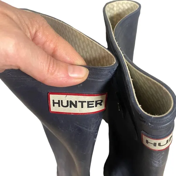 Hunter Navy Blue Tall Rain Boots Women Classic Rubber Waterproof Winter Sz 6 - Image 5