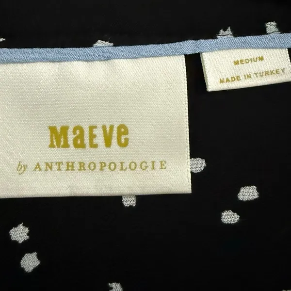 Maeve Anthropologie Black White Cheyenne Peplum polka dot Blouse Size medium top - Image 5