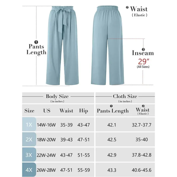 Cueply Womens Pants Sz 3X Dark Blue Wide Leg Pull On Trousers Pockets Casualwear - Image 7
