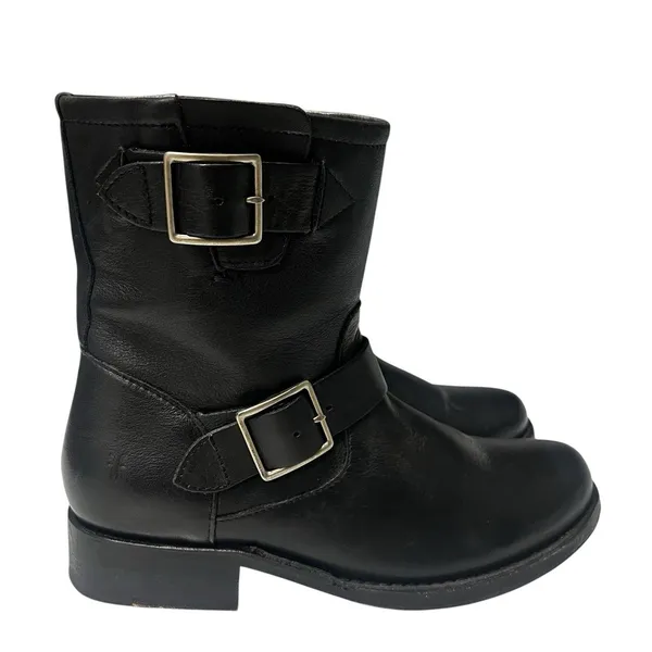 Frye Vicky Engineer Short Buckle Motorcycle Boot Black Leather Women’s Size 7 - Image 6