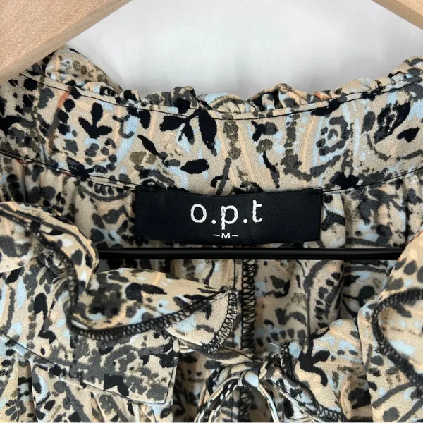 OPT Boho‎ Paisley Print Long Sleeve Tiered Midi Dress Peasant Prairie Ruffle M - Image 3
