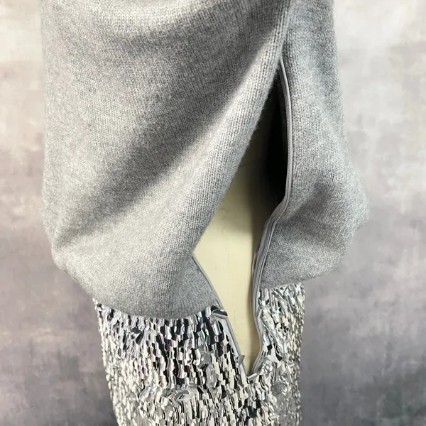 Mare Mare x Anthropologie Women Dress Size L Sequin Mixed Media Holiday Glam - Image 6