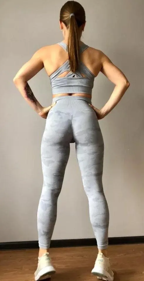 Med. Seamless Light Grey Camo Leggings - Image 5