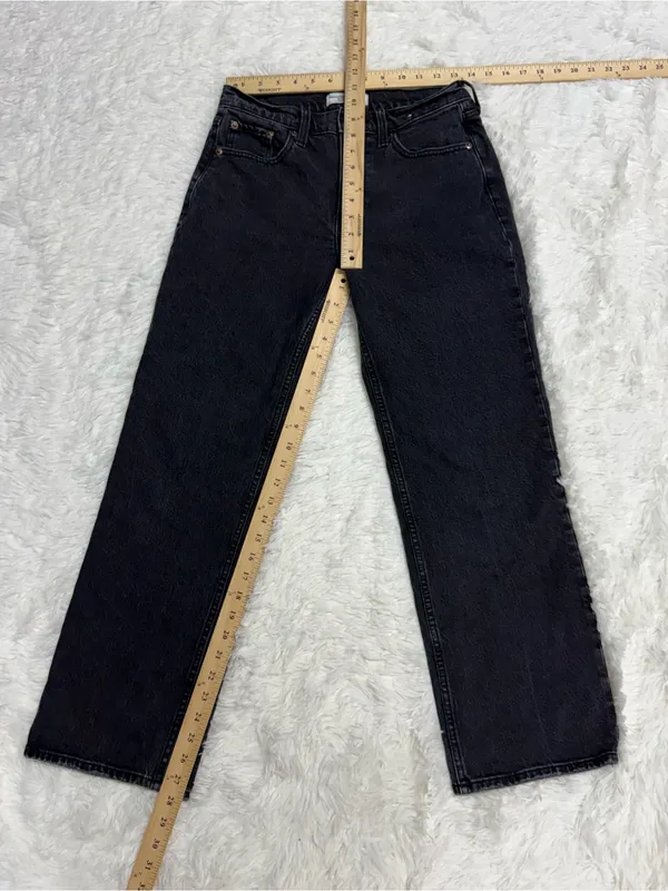 Abercrombie & Fitch The Baggy Low Rise Jeans Size 25/0 Black Wide Leg - Image 3