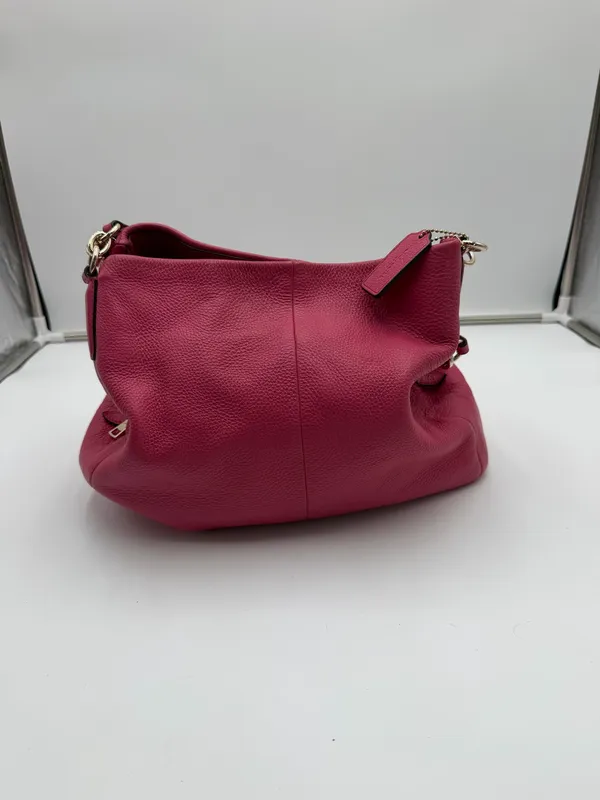Coach F35723 Pink Pebbled Leather Shoulder Bag Hobo Gold Hardware - Image 2