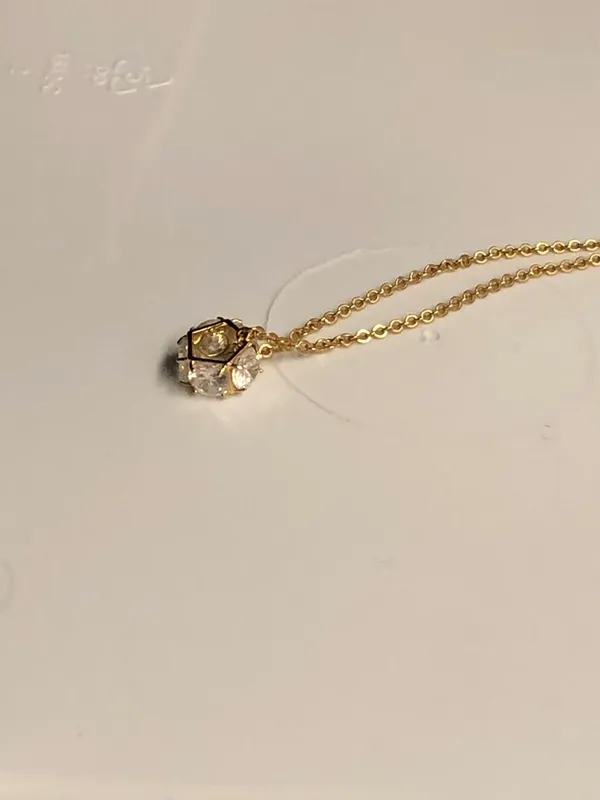 Gold Toned Crystal Necklace - Image 4