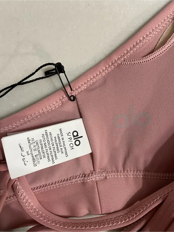 Alo Yoga NWT Airlift Intrigue Bra Vintage Pink Seamless Scoop Bralette Size S - Image 8