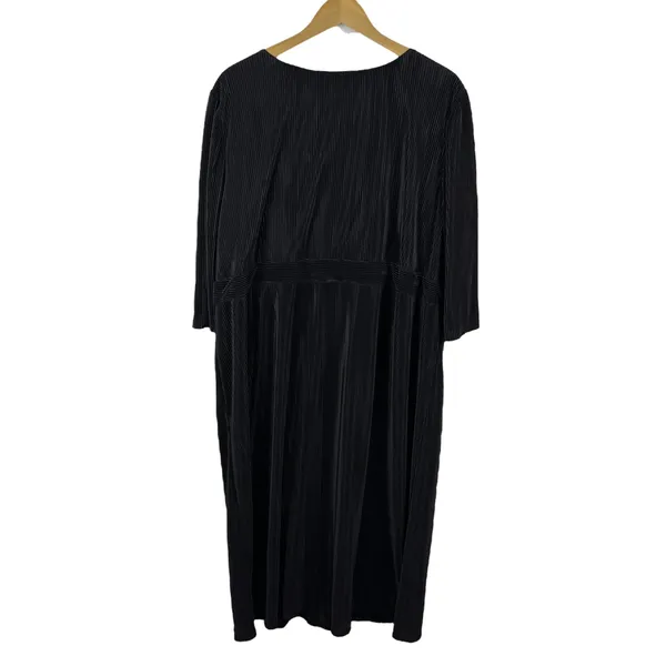 Catherines Black Pleated Midi Dress Size 3X Formal Career Party Minimalist‎ Wrap - Image 4
