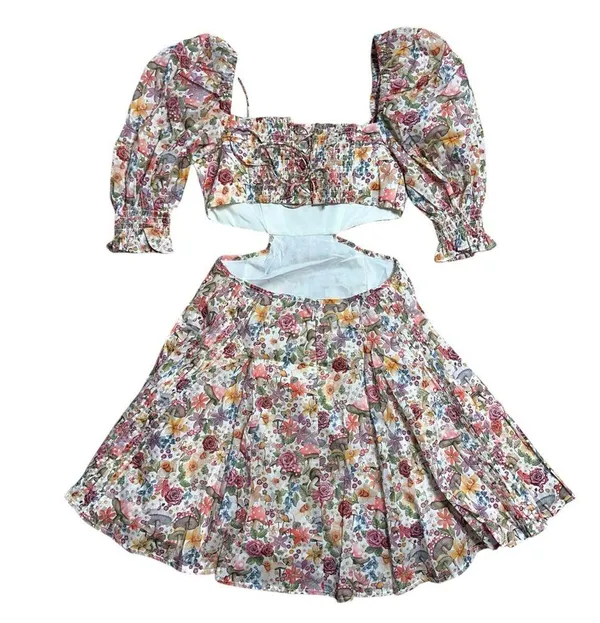For Love & Lemons Floral Mushroom Print Arya Mini Dress Women’s US XS - Image 9