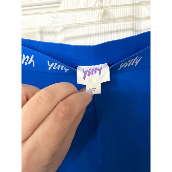 Yitty Womens Royal Blue High Waisted Logo Waistband Leggings Size‎ Large - Image 5