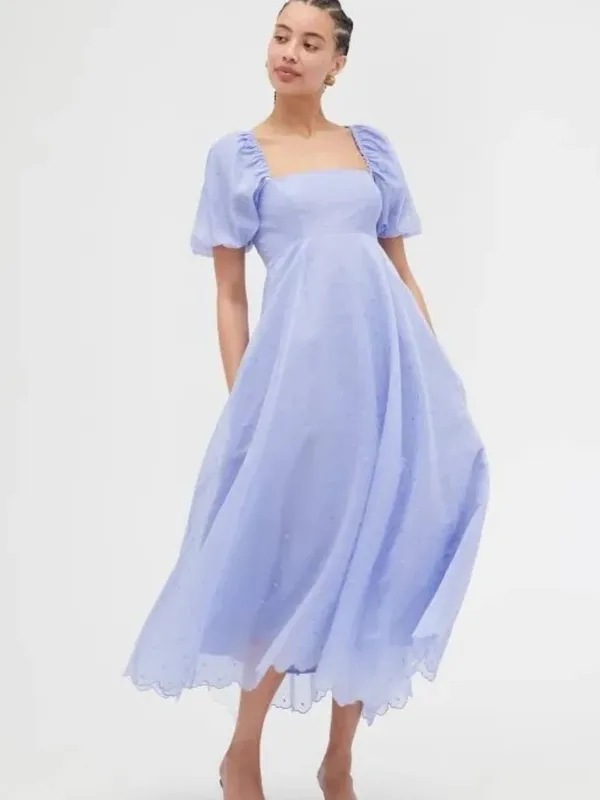 NWT Hill House Tuckernuck Matilda Organza dot midi dress Hyacinth small - Image 2