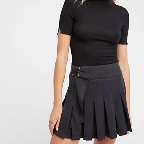 Free People Lost in the Light Pleated Belted Mini Skirt Women's Size 2 Y2K - Image 10