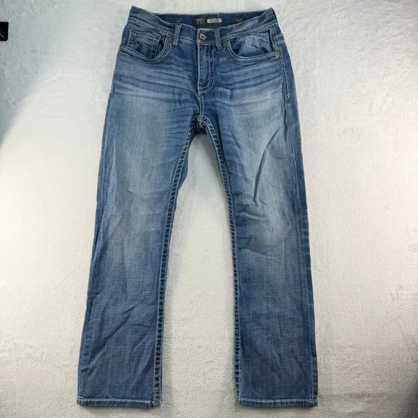 BKE 32S 32 Short Jeans Aiden Bootleg Boot Mid Rise Contrast Stitch Medium Wash - Image 2