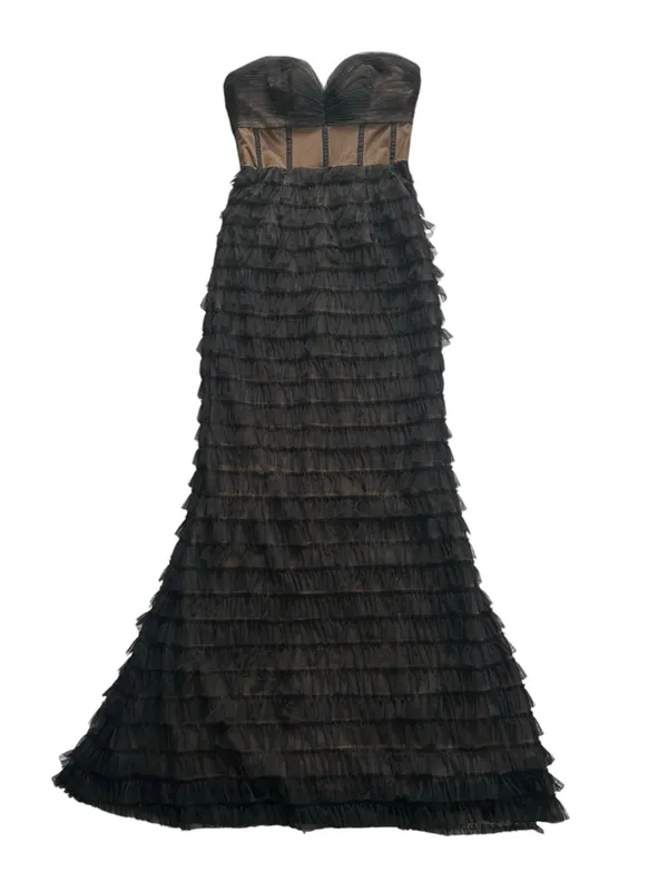 Dress the Population Grace Dress Mermaid Gown Black Nude Size S Black Tie Formal - Image 4