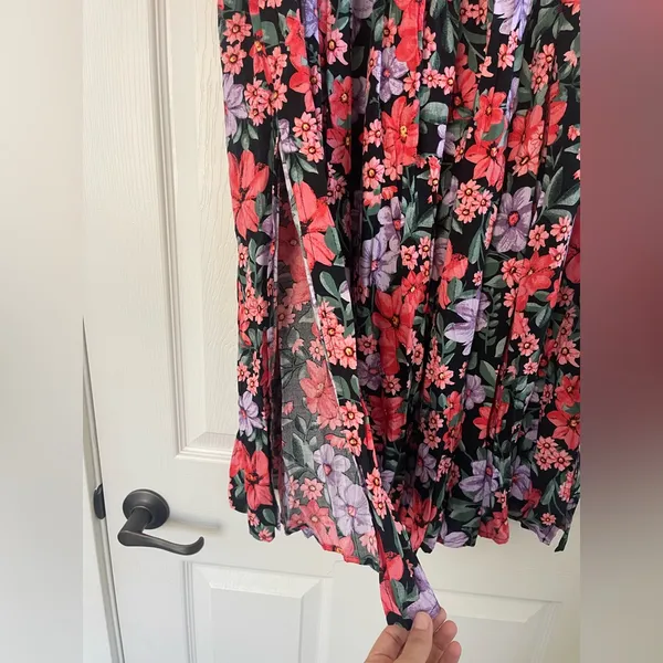 NWT Abel the Label Anthropologie Black & Multi Flower Floral Flowy Maxi Skirt S - Image 5