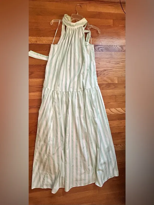 crown & ivy Mint and White Striped Halter Maxi Dress - Image 4