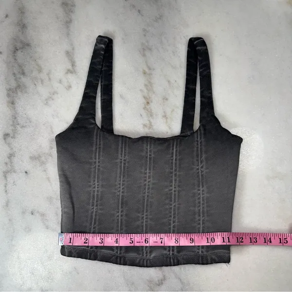 Zara Charcoal Washed Denim Corset Crop Top Structured Bustier Cotton Wmns Small - Image 13