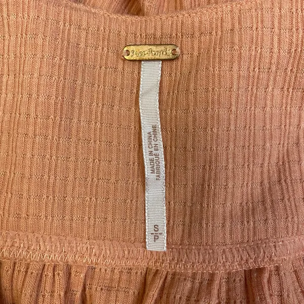 Free People Beach Bound Tie Front Smocked Tank Top Size S‎ Pink Orange - Image 2