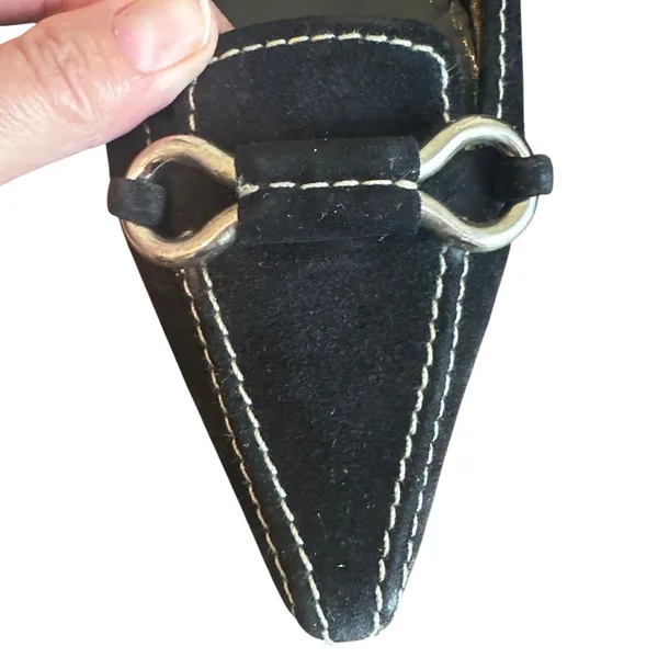 Prada Vintage Black Suede Horsebit Pointed Toe Loafers Black IT 38 US 8 Archive - Image 9