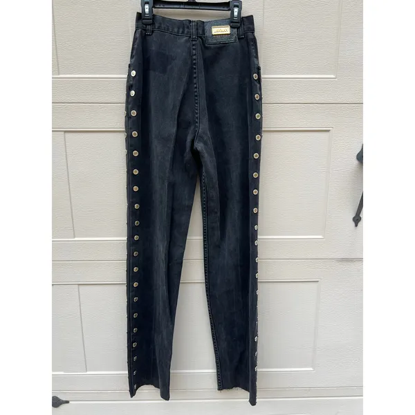 VTG Lawman Bareback Western Jeans High Rise Relaxed Fit Side Button Black Sz 5 - Image 6