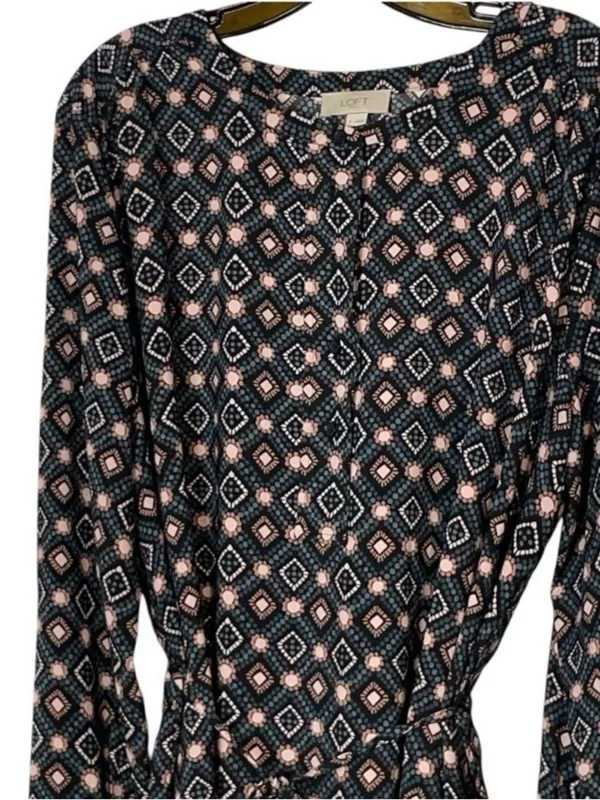 "Loft" Multicolor Geometric Long Sleeves Shirttail Dress Size: Xl - Image 4