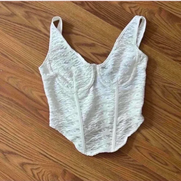 Pretty Little Thing White Embroidered Corset Top - Image 3