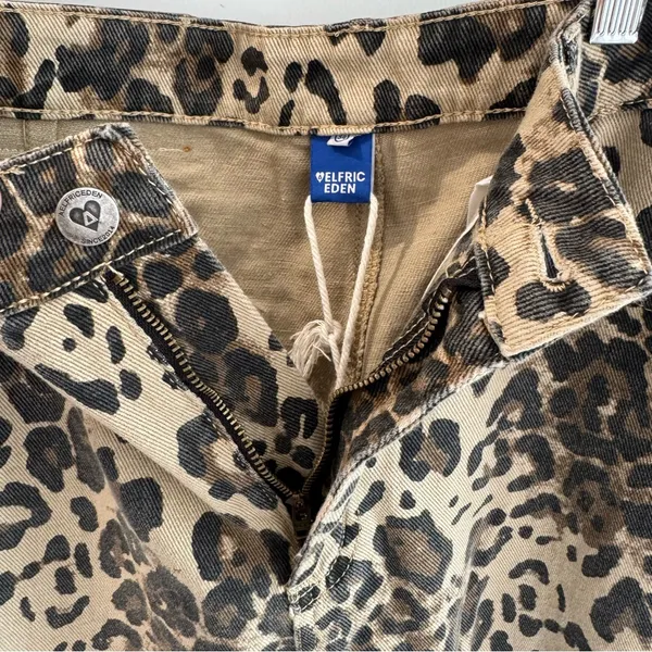 NWT Aelfric‎ Eden Wide Leg Leopard Print Jeans Size 34 - Image 10