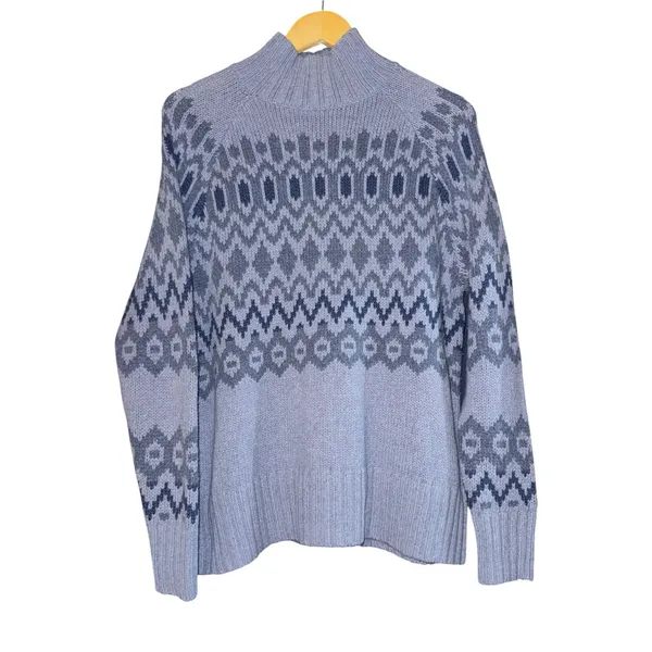 Vineyard Vines Fair Isle Merino‎ Wool Blend Mock Neck Sweater Women's Small Cozy - Image 2