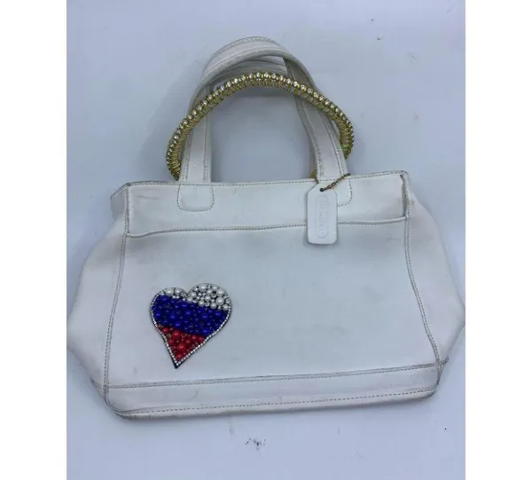 Coach Handbag White Customized with Applique - Image 2