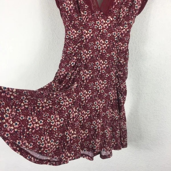 Free People Sweet Talker Lace Mini Dress Size XS Burgundy Floral 90s Grunge Boho - Image 11