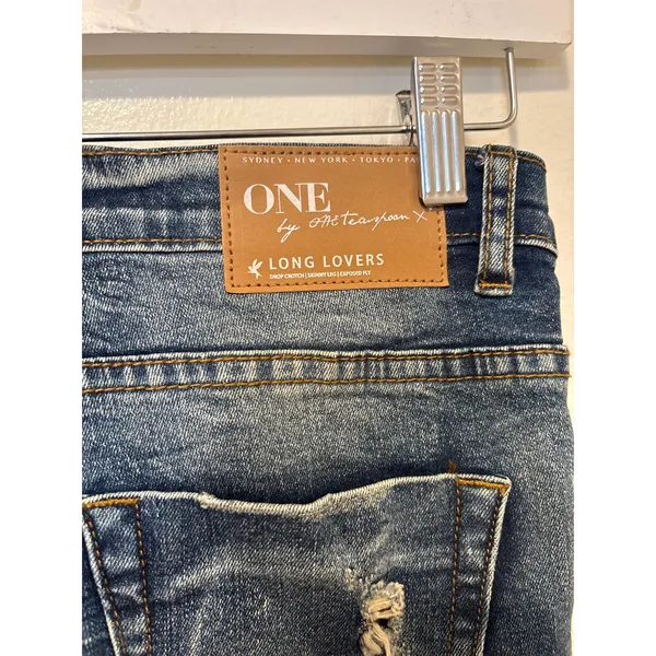 NWT One Teaspoon 26 Blue Blonde Long Lovers Drop Crotch Skinny Distressed Jeans - Image 5