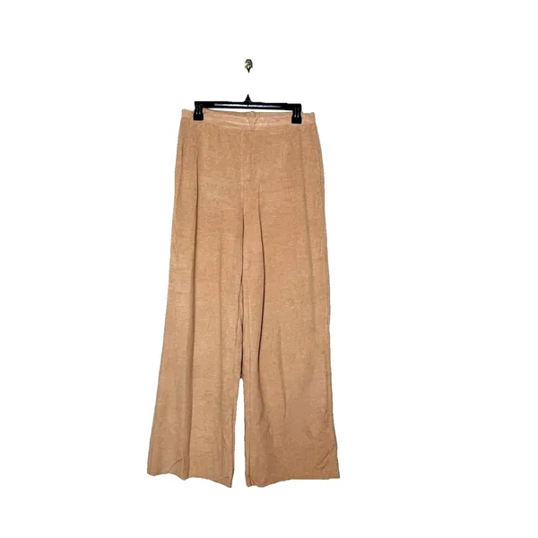 Zara Wide Leg Pants Beige Elastic Waist Flowy Lounge Minimalist M - Image 2