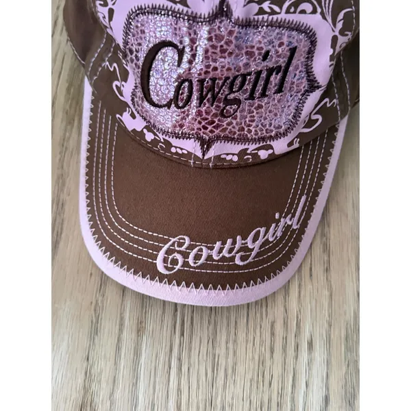 Blazin Roxx Womens Cowgirl Baseball Cap Brown Pink Western Adjustable Hat - Image 2
