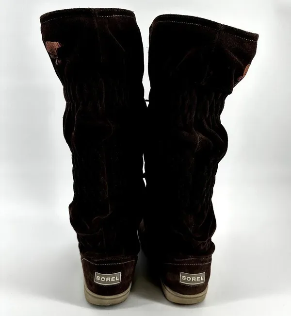 Sorel Firenzy Snow Boots Water Resistant Suede Wool Lined Knee High Brown 7.5 - Image 6