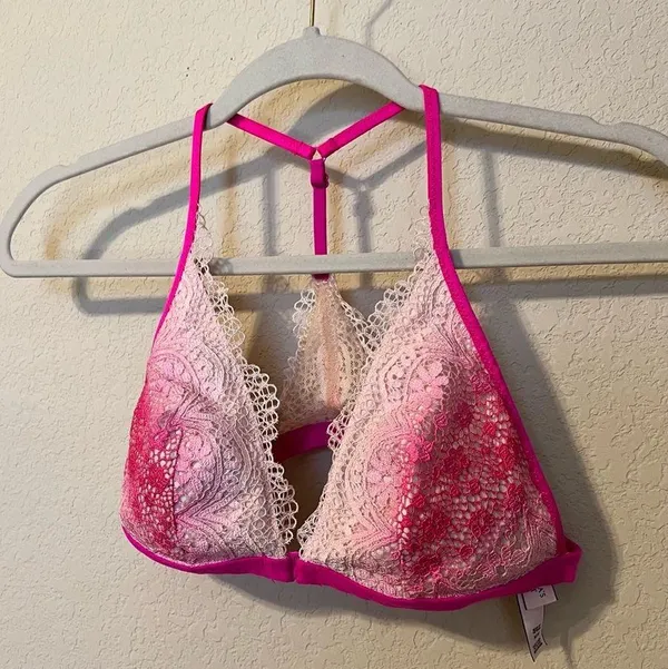 Victoria Secret Hot Pink Lace Triangle Ombré Bralette - Image 2