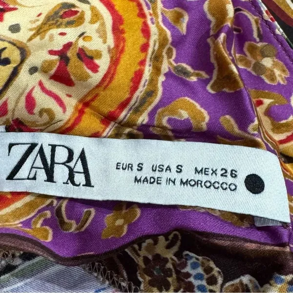 Zara Satin Paisley Printed Mini Dress Women’s Small - Image 3