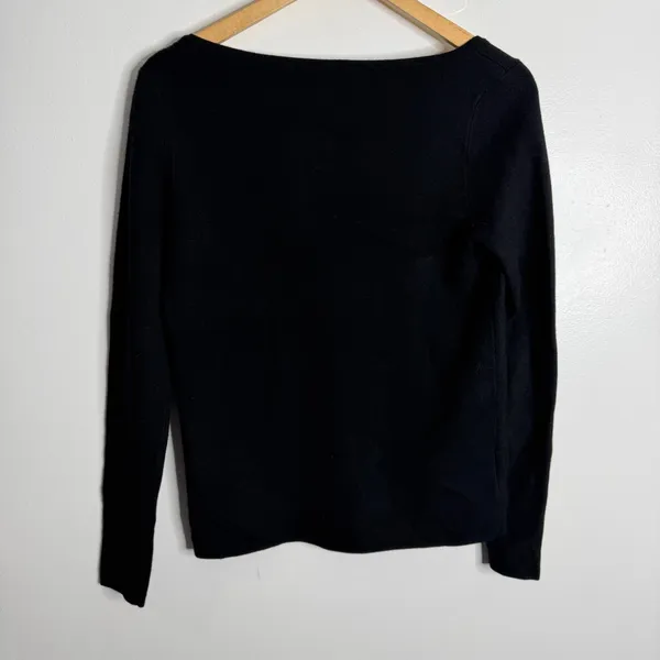 Ann Taylor Black Sweater Square Neckline Medium Soft Casual‎ Minimalist Office - Image 2