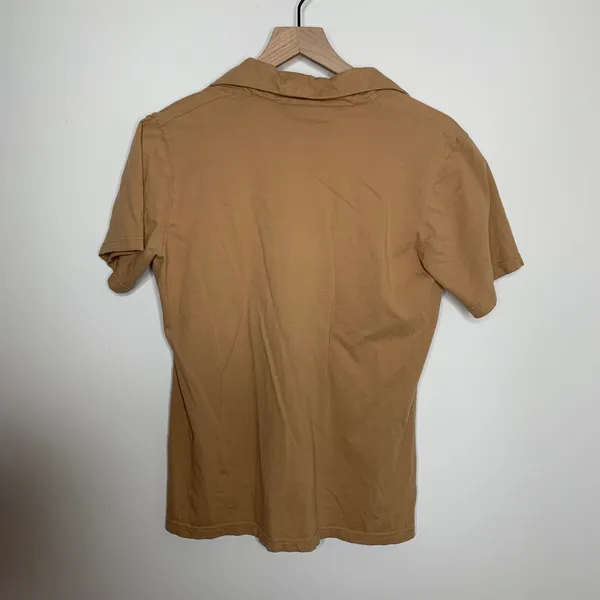Big Bud Press Camel Brown Polo Shirt Cotton Short Sleeve Top Womens Small - Image 3