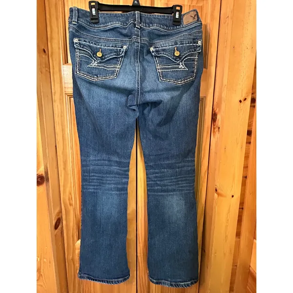 American Eagle Kick Boot Jeans Womens 12 Medium Wash Denim Bootcut‎ Stretch - Image 2