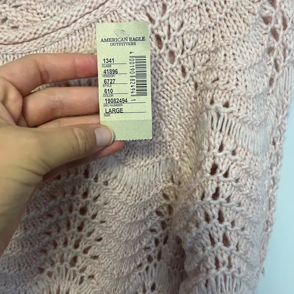 American Eagle NWT Blush Open Knit Crochet Wool Blend Sweater - Image 4