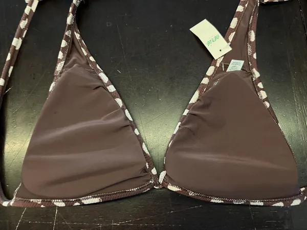 Aerie Bikini Swim Top Womens Large Brown Triangle Padded Adjustable Straps - Image 6