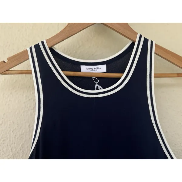NWT Sporty & Rich Phoebe Dress Women’s Medium Navy White Preppy Tennis Academia - Image 3
