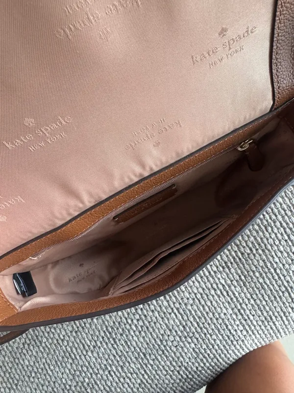 Kate Spade Crossbody Purse Brown Leather - Image 4