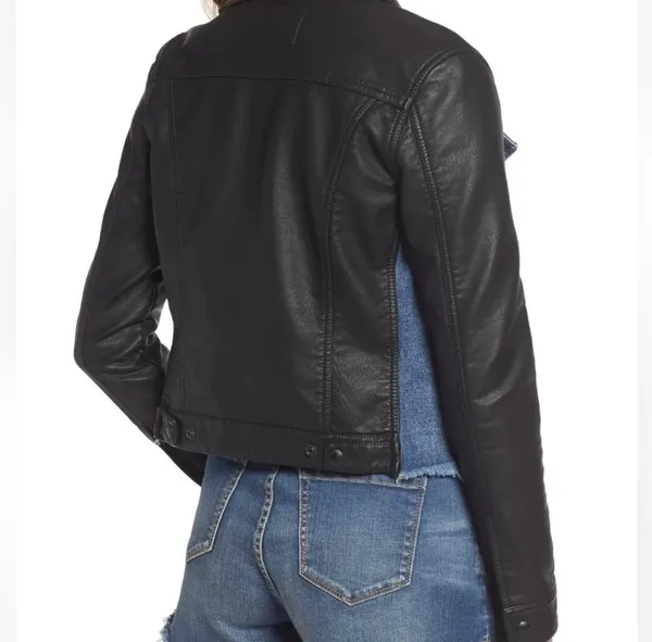 Blank NYC Faux Leather Denim Hybrid Jacket - Image 5