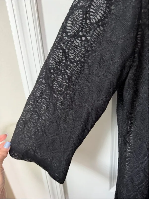 Portocruz Black Lace-Up Swim Coverup S EUC - Image 6