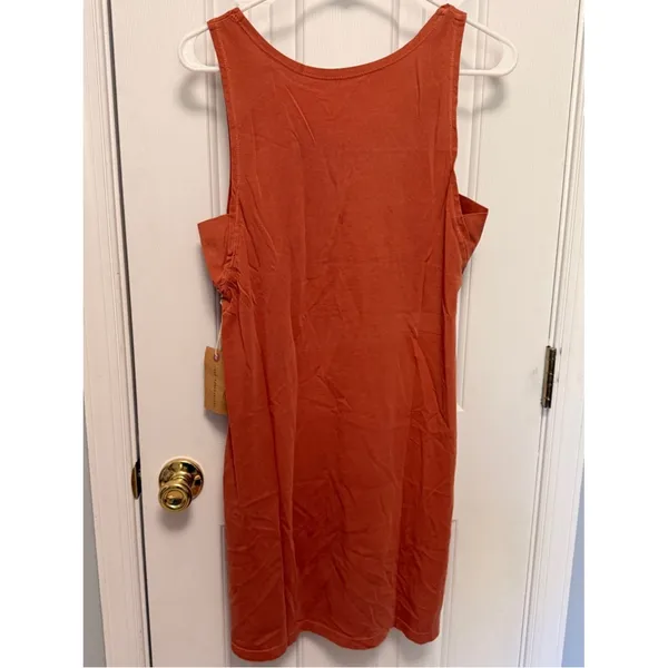 NWT Earthy Rust Orange Boho Fall Cotton Dress Sleeveless Small Knot Sisters - Image 3