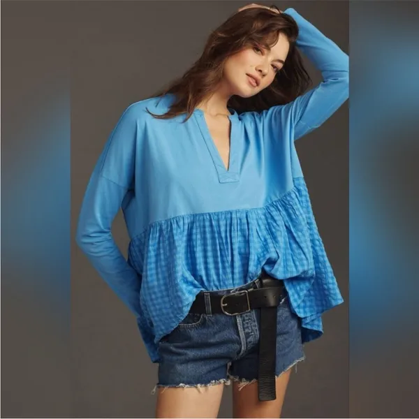 NWT Anthropologie Pilcro Babydoll Gingham Top Size Small - Image 2